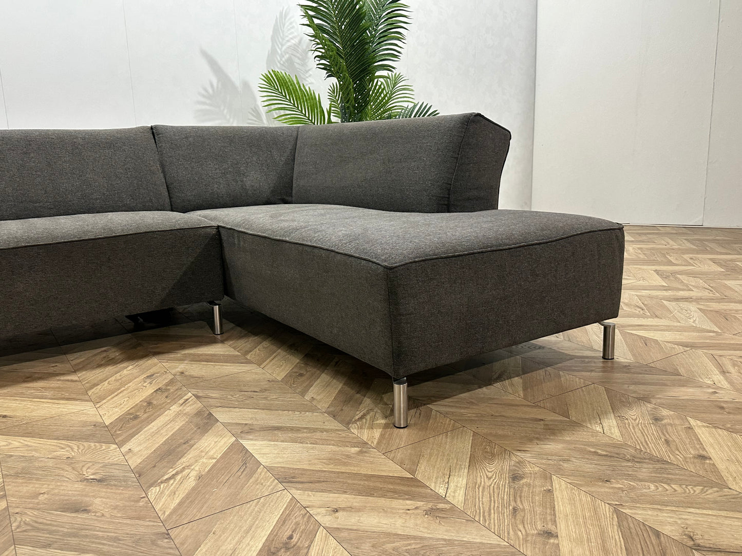 Grijze Design Hoekbank ~ Vaste Kussens