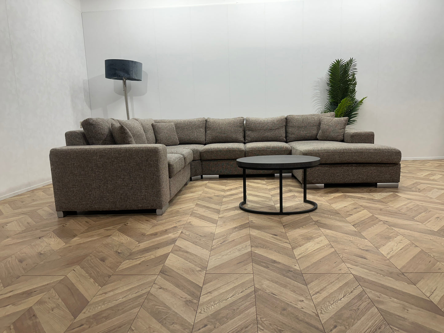 Grijze/Beige U Bank ~ Losse Kussens Met Afneembare Hoezen