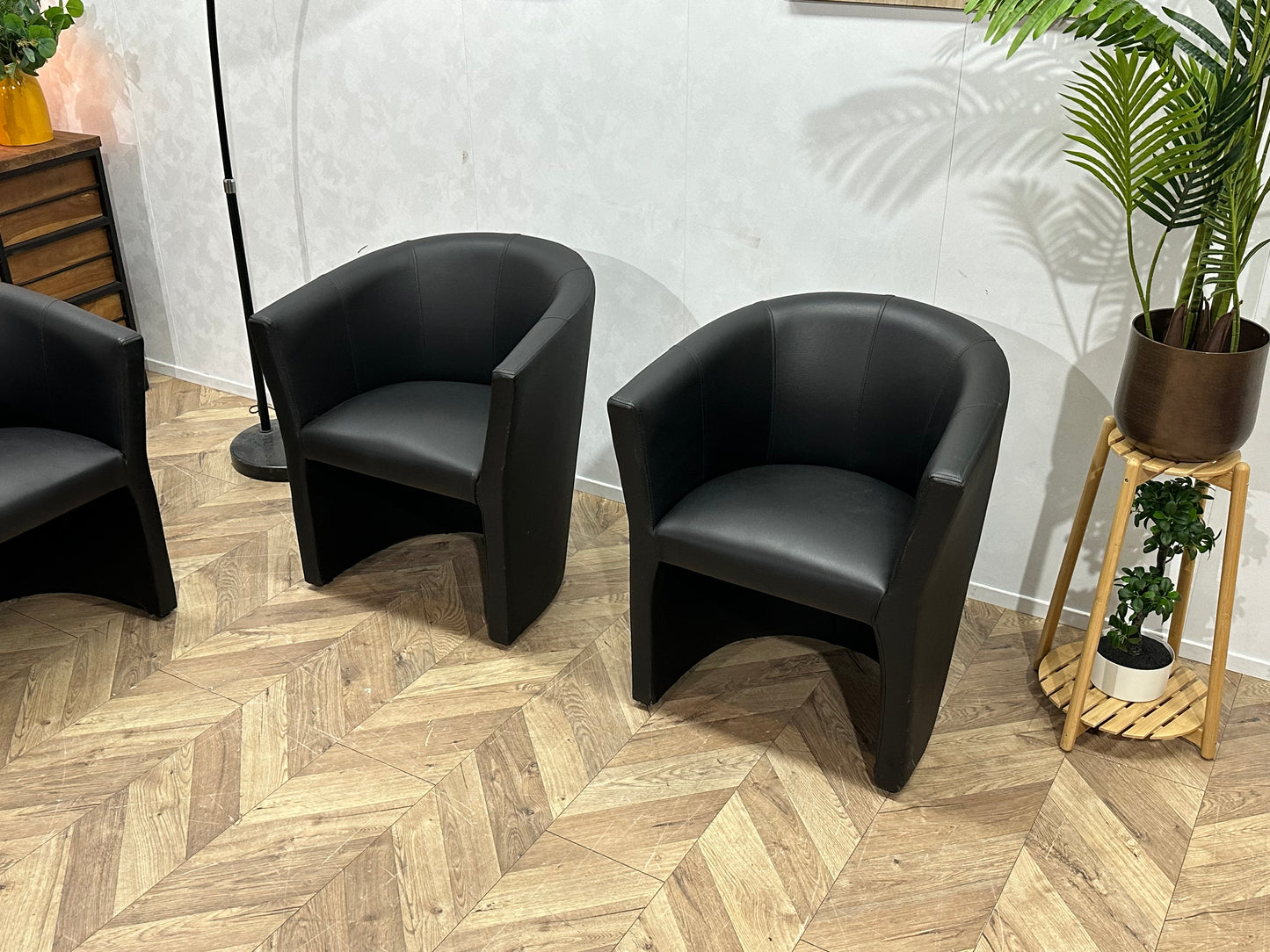 Zwarte lederen Stoelen Set