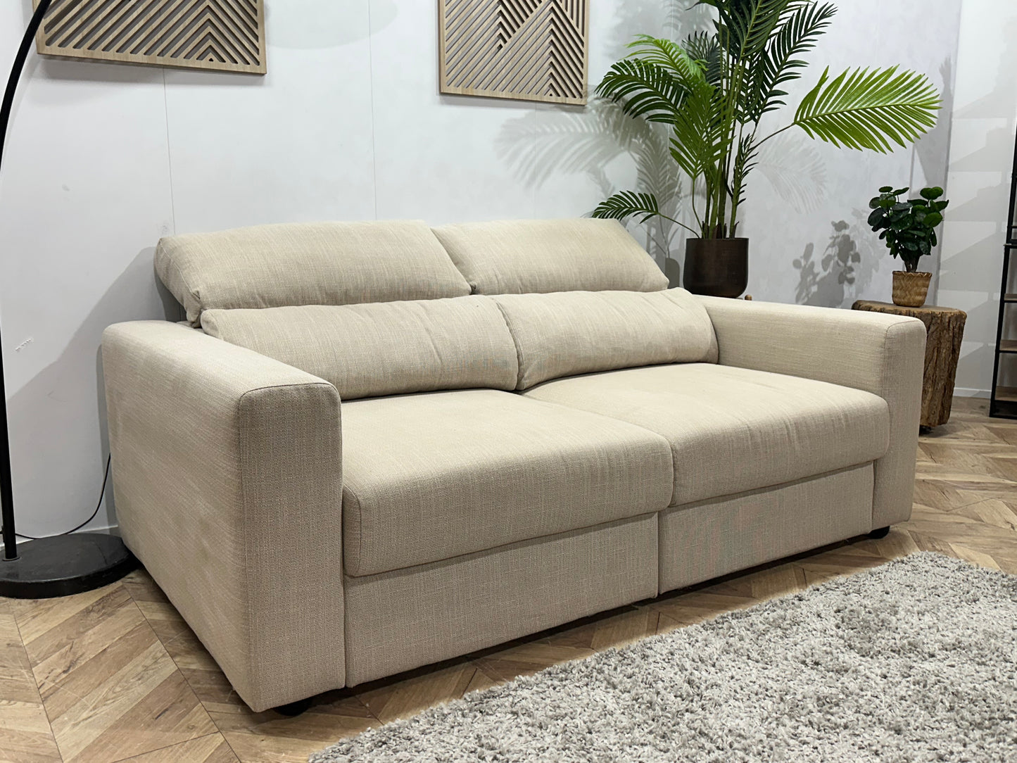 Beige 2.5-Zits Bank ~ Verstelbare Hoofdsteunen