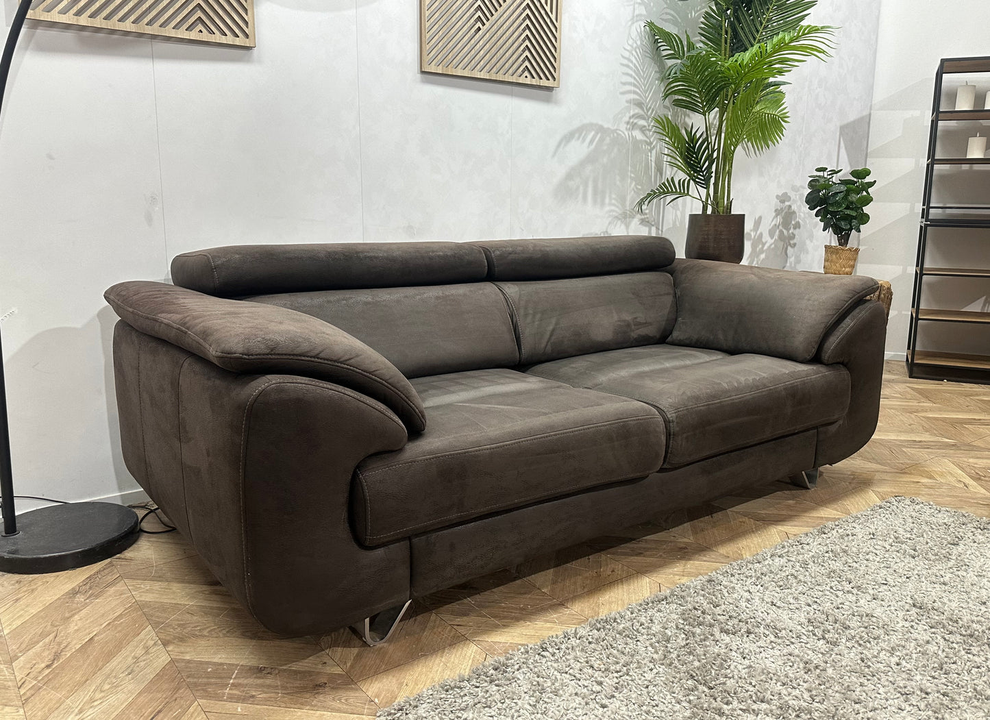 H&H Antraciet 2.5-Zits Bank ~ Verstelbare Hoofdsteunen