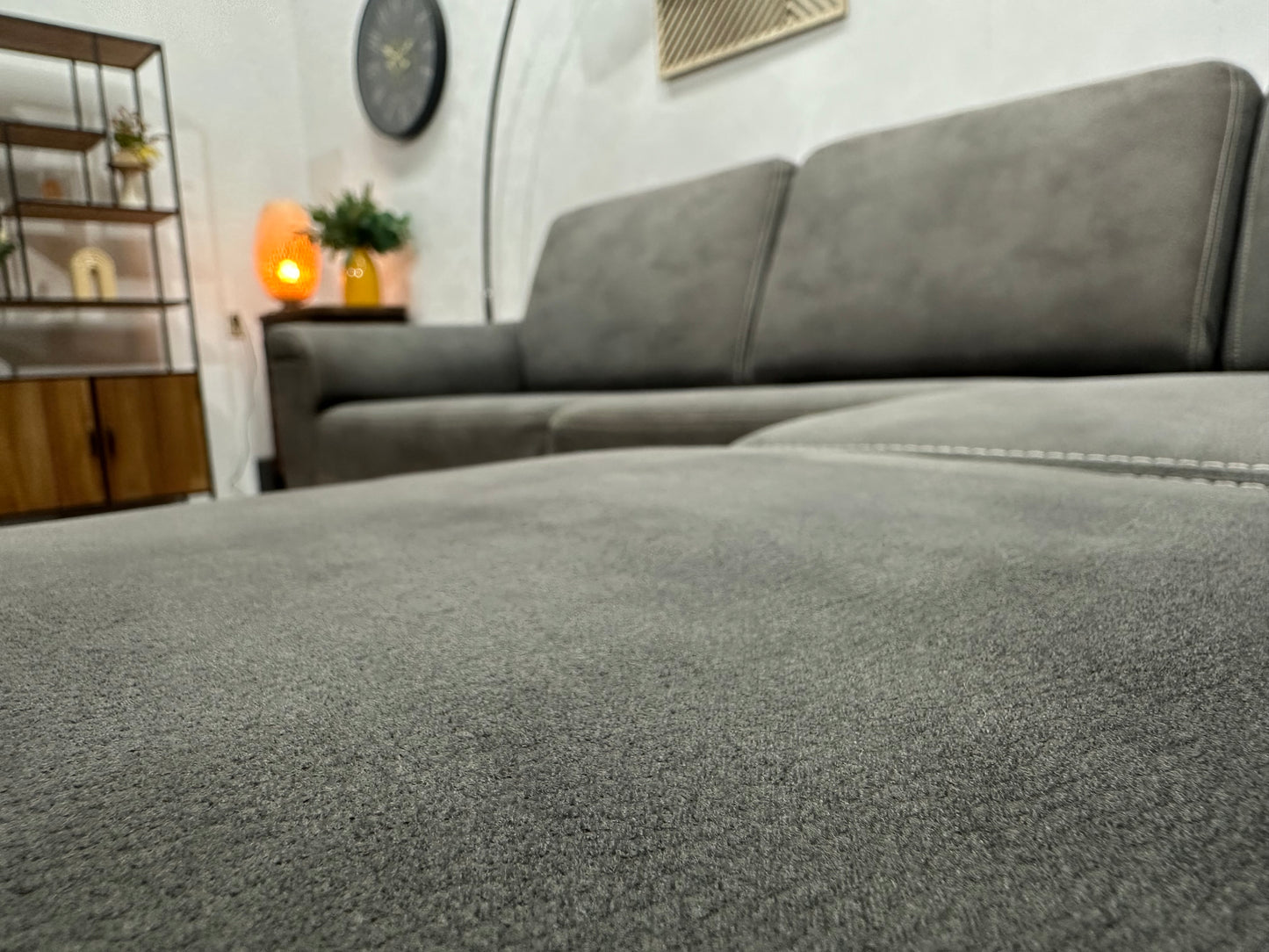DSense Antraciet Suede Stoffen Hoekbank ~ Vaste Kussens