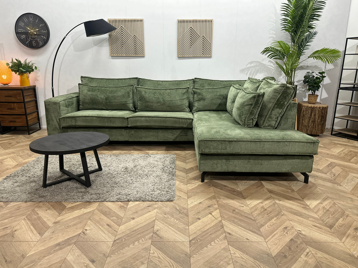 Groene Cremona Stoffen Hoekbank ~ Nieuwstaat