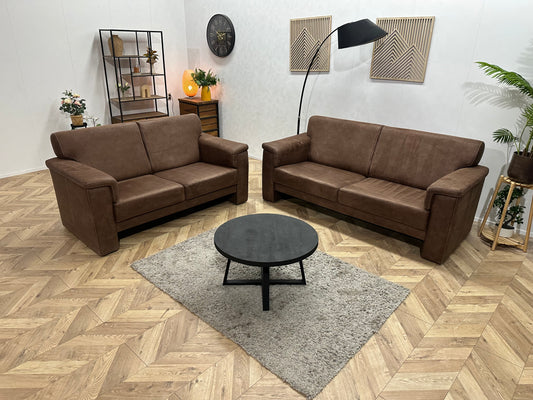 Villa One Bruine Suède Stoffen Banken Set ~ Vaste Kussens