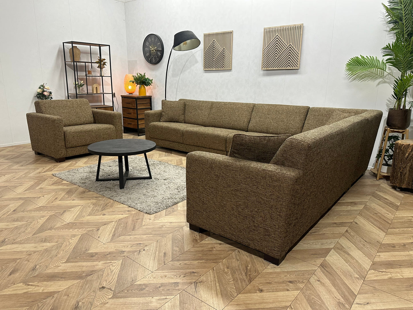 Bruine Ruime Hoekbank Inc Fauteuil ~ Meerdere Opstellingen