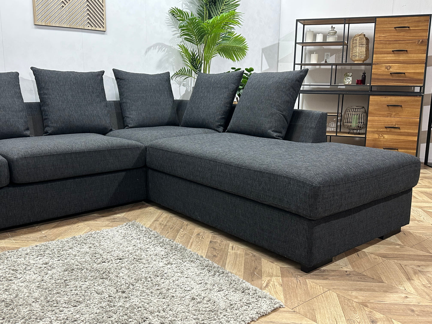 Antraciet Hoekbank ~ Losse Kussens Met Afneembare Hoezen