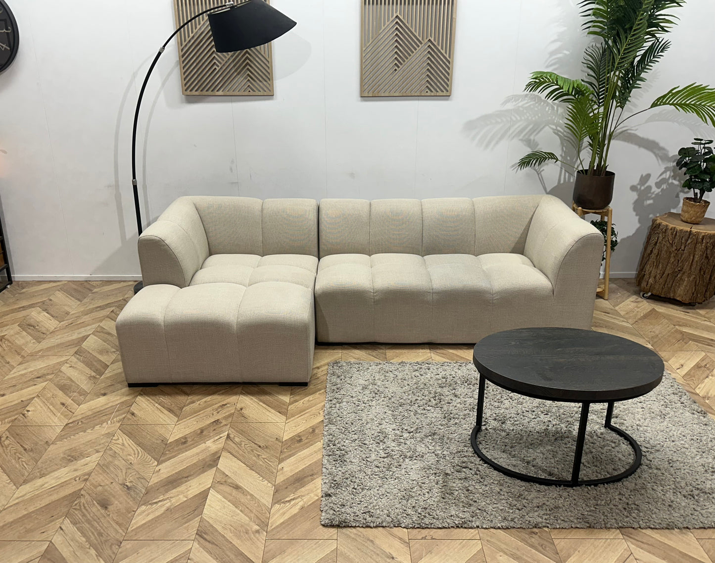 Crème Hoekbank ~ Vaste Kussens