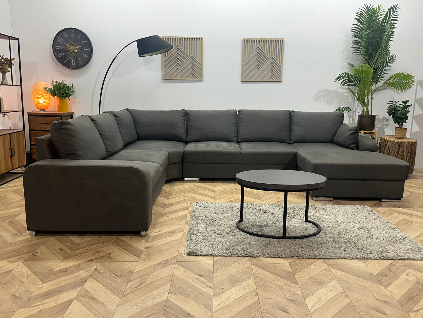 !Showroommodel! Antraciet Suède Stoffen U Bank