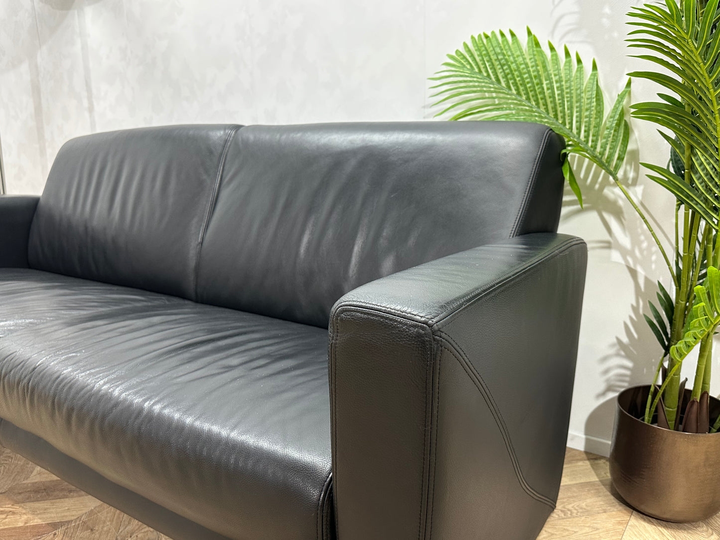 Zwart Echt Lederen 2.5-Zits Bank ~ Vaste Kussens