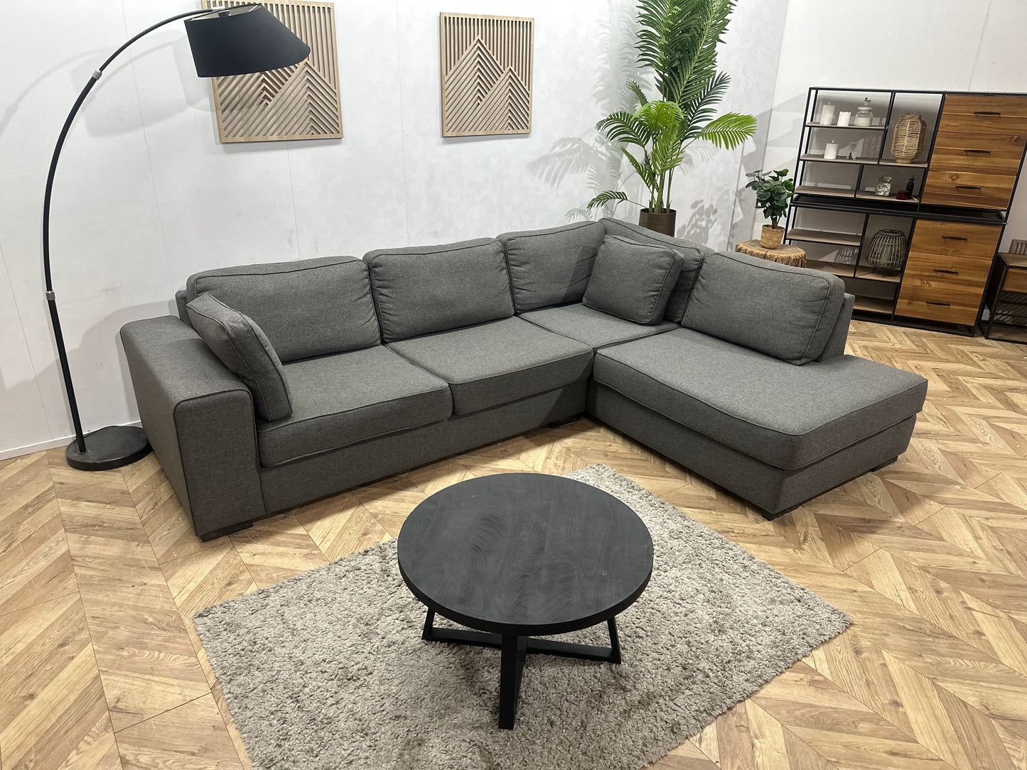 Antraciet Suède Stoffen Hoekbank ~ Nieuwstaat