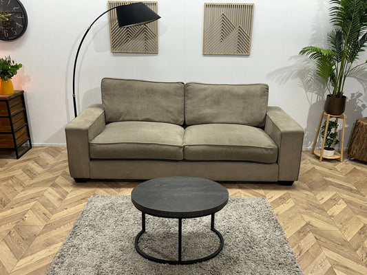 Grijze Suède Stoffen 2.5-Zits Bank ~ Losse Kussens Met Afneembare Hoezen