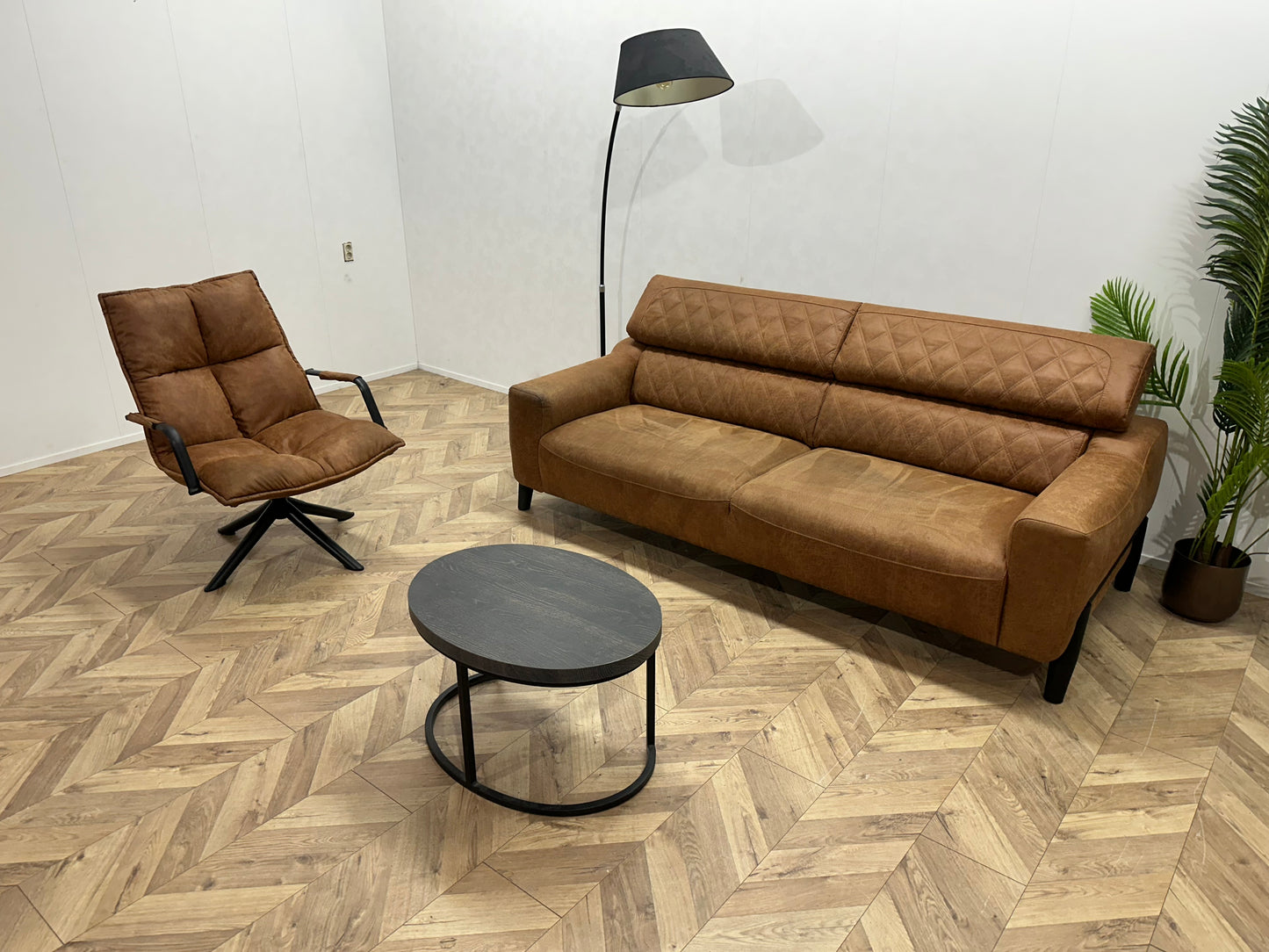 Cognac Bruine Suède Lederen Banken Set ~ Verstelbare Hoofdsteunen