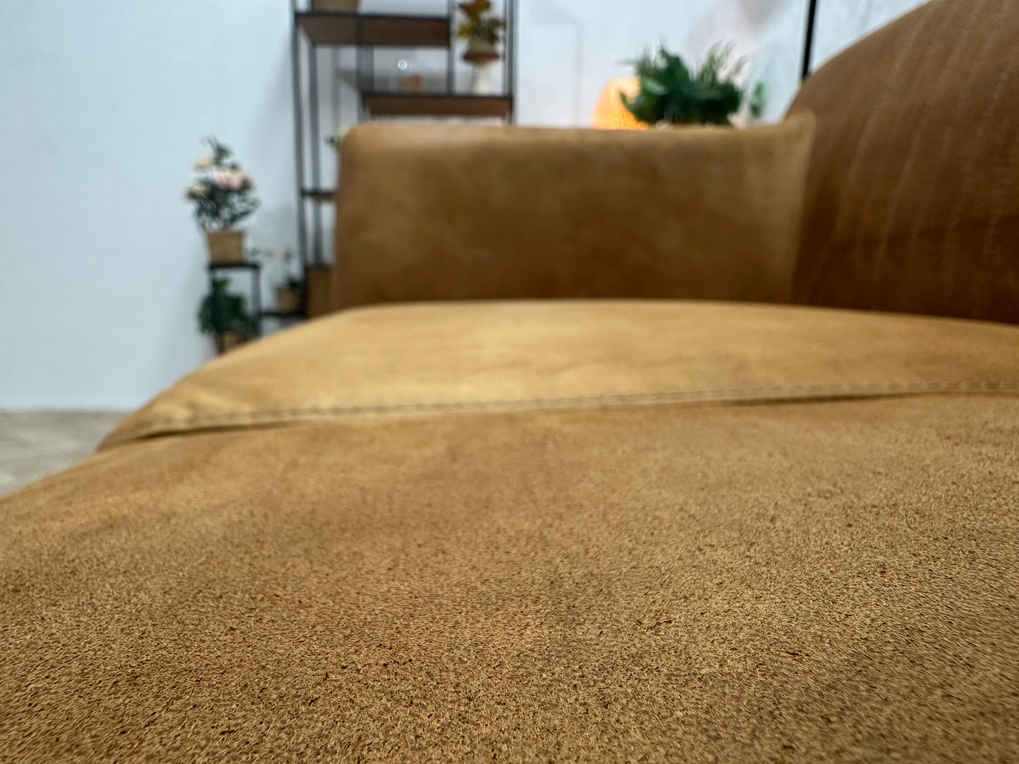 Cognac Bruine Suède Stoffen Hoekbank ~ Inruilvoordeel