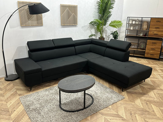 !Showroommodel! Zwarte Hoekbank ~ Verstelbare Hoofdsteunen