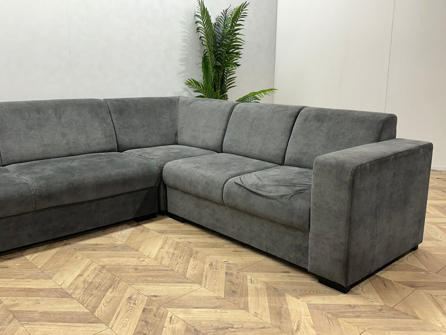 !Showroommodel! Antraciet Velvet Hoekbank