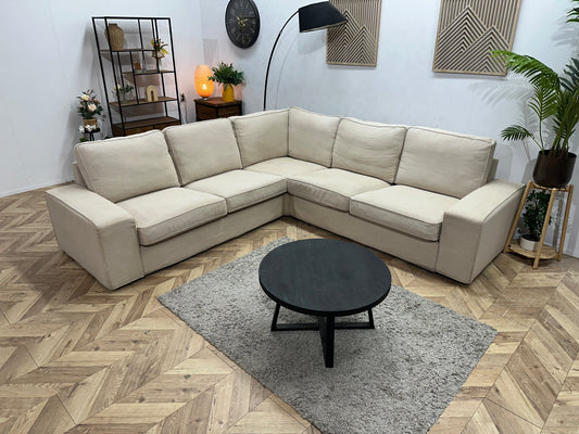 Beige Hoekbank ~ Losse Kussens Met Afneembare Hoezen