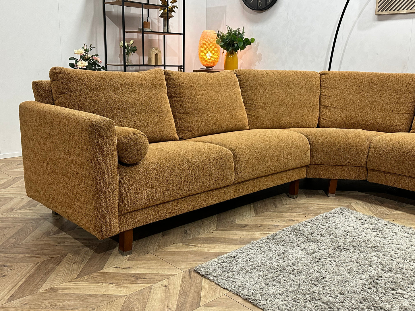 Cognac Bruine Hoekbank ~ Losse Kussens Met Afneembare Hoezen
