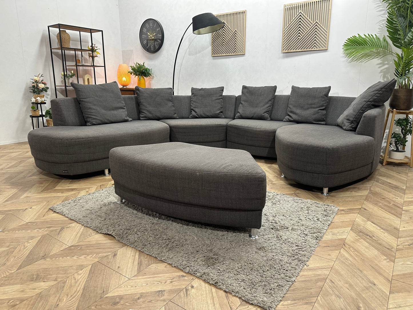 Lamonta Antraciet Design U Bank Inc Hocker ~ Losse Rugkussens Met Afneembare Hoezen