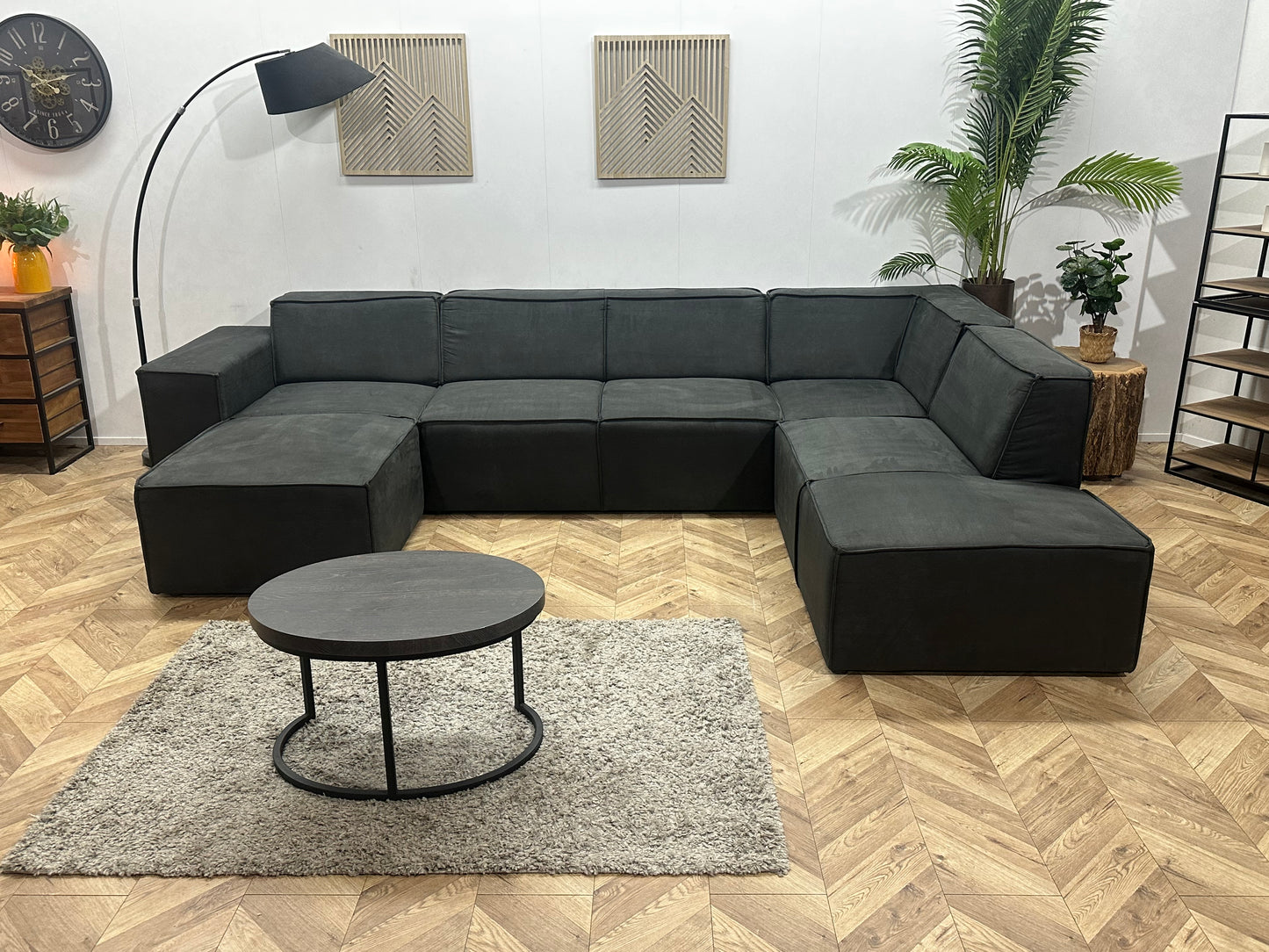 !Showroommodel! Antraciet Suède Stoffen U Bank