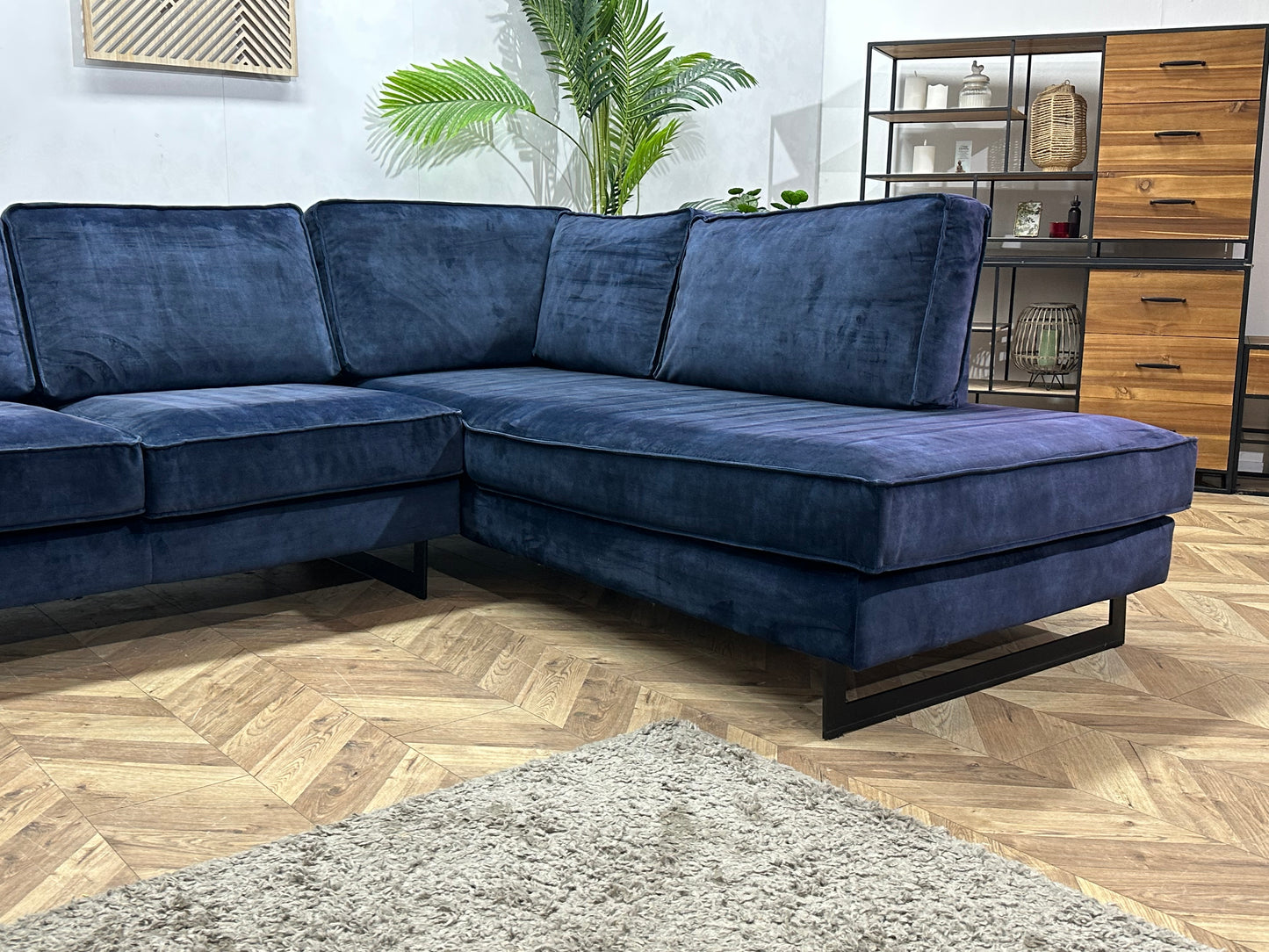 Blauwe Velvet U Bank ~ Losse Kussens Met Afneembare Hoezen