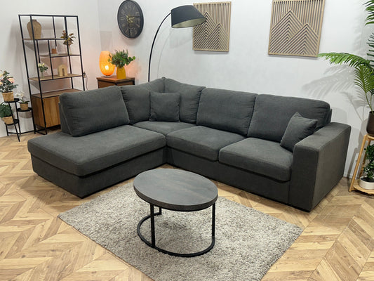 Antraciet Suède Stoffen Hoekbank ~ Losse Kussens Met Afneembare Hoezen