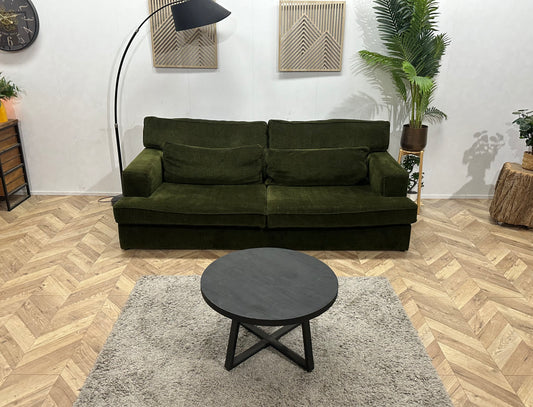 Groene Velvet 2.5-Zits Bank ~ Losse Kussens Met Afneembare Hoezen