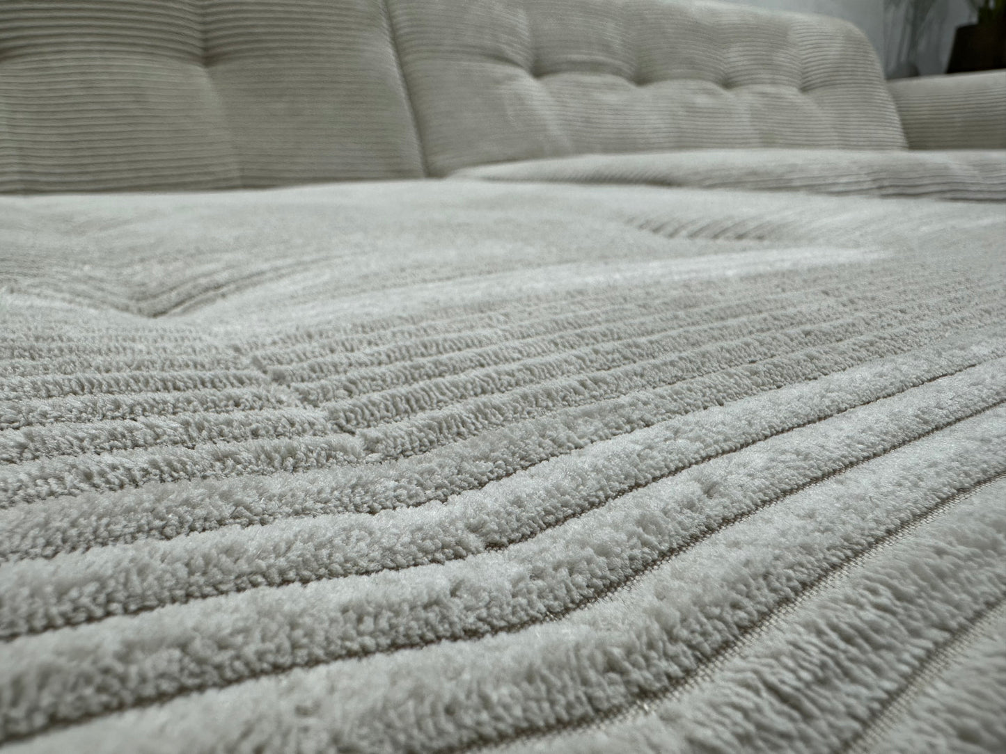 !Showroommodel! Crème Ribstof Hoekbank ~ Opbergruimte