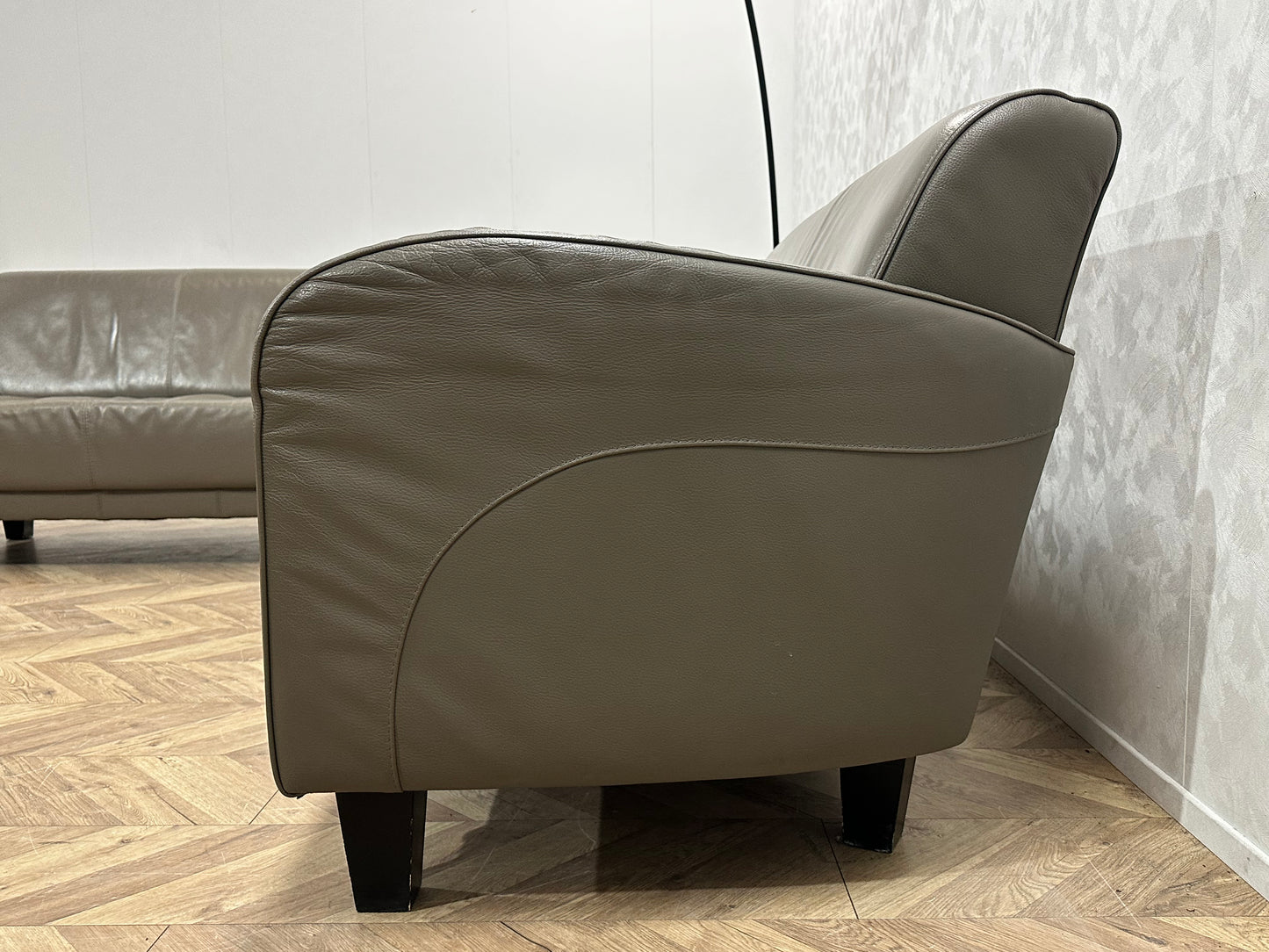 Grijze Echt Lederen Banken Set ~ Vaste Kussens