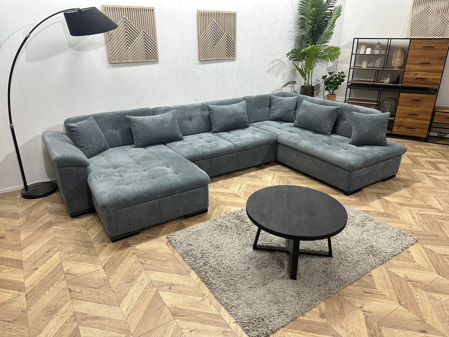 !Showroommodel! Grijze Ribstof U Bank