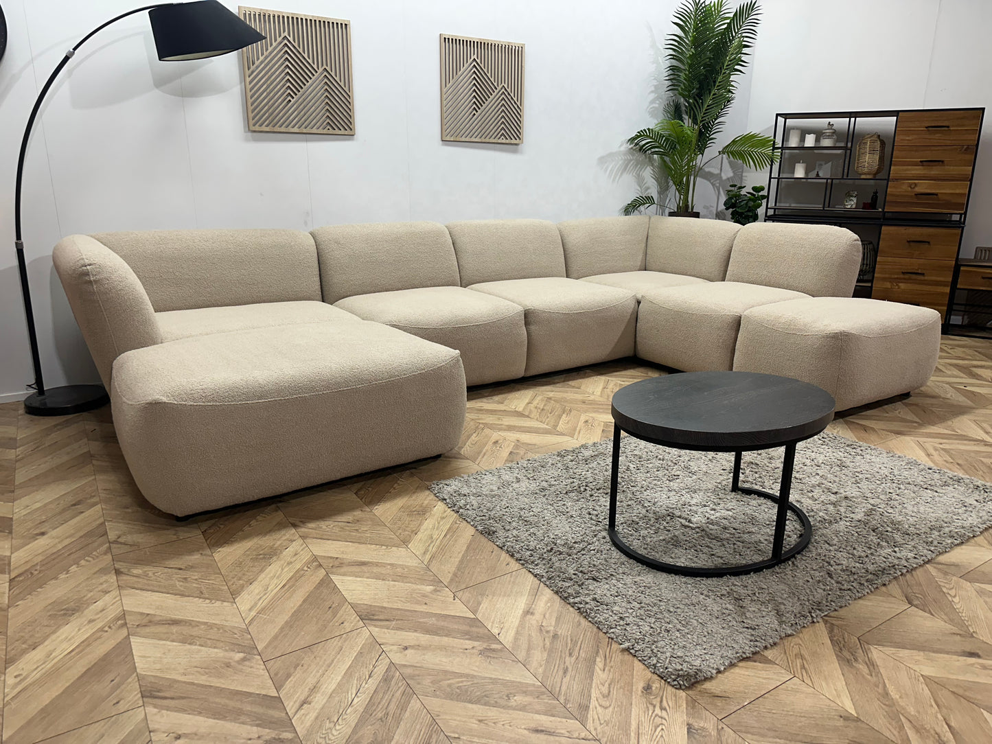 !Showroommodel! Beige Bouclé Stoffen U Bank