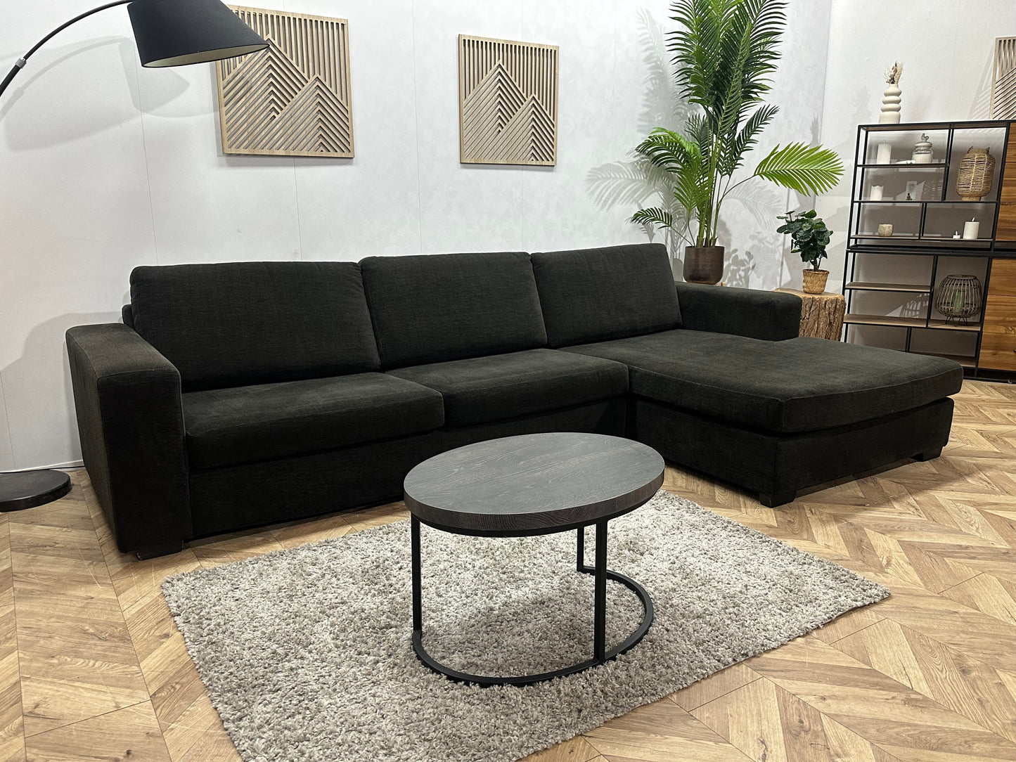 Antraciet Suède Stoffen Hoekbank ~ Losse Kussens Met Afneembare Hoezen