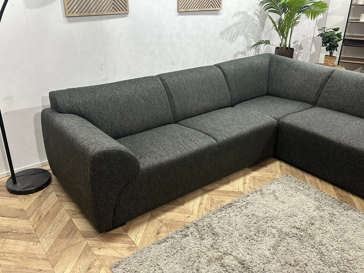 Antraciet Hoekbank ~ Vaste Kussens