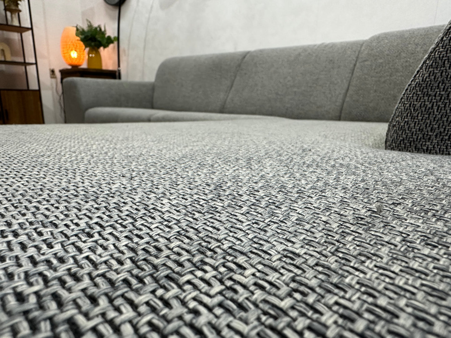 Grijze Hoekbank ~ Vaste Kussens