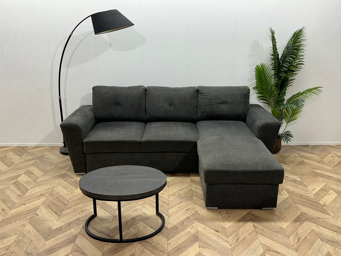 Grijze Hoekbank ~ Opbergruimte ~ Slaapfunctie