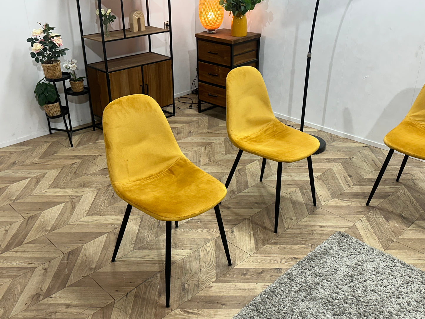 Gele Velvet Eetkamer Stoelen