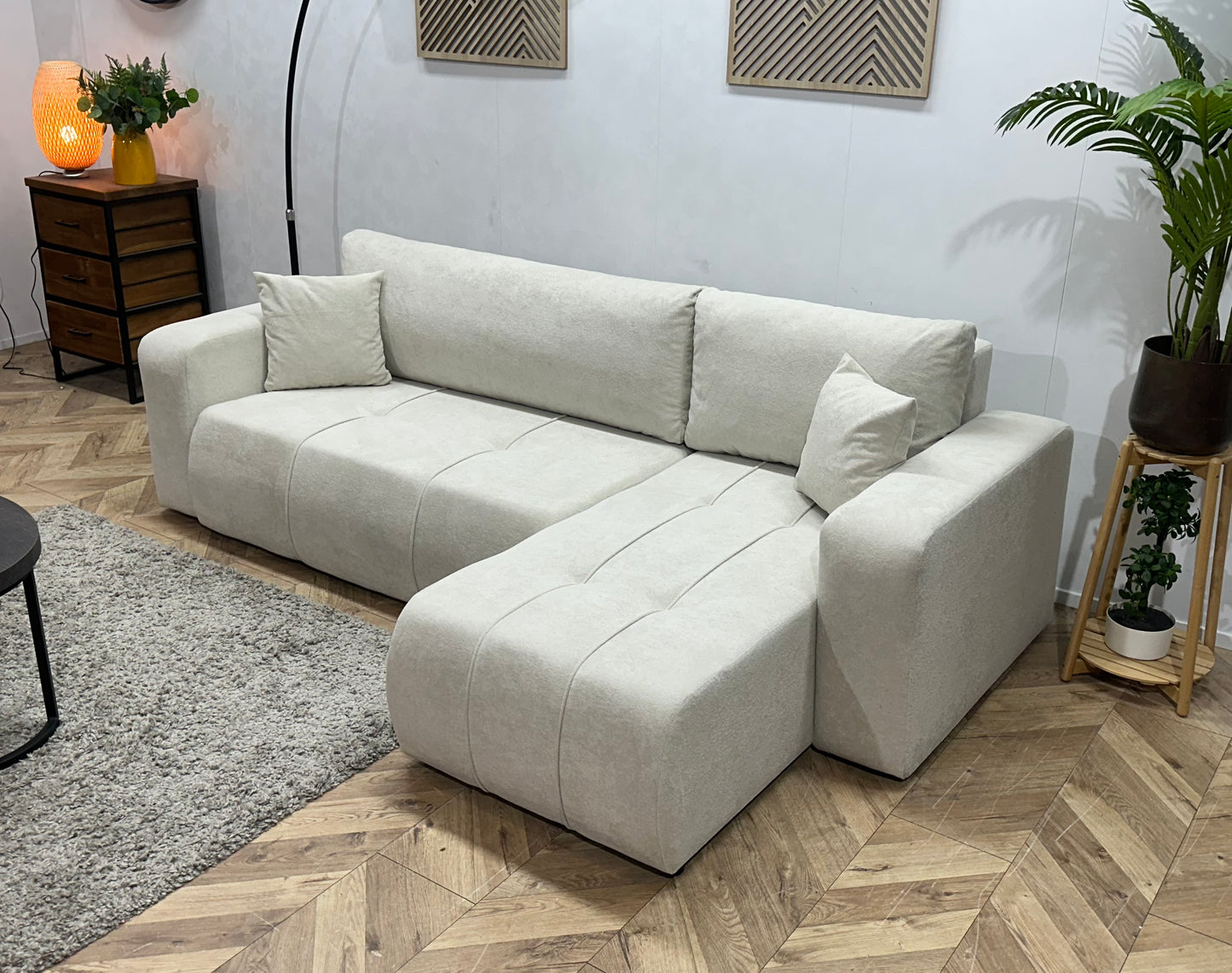 !Showroommodel! Witte Velvet Hoekbank