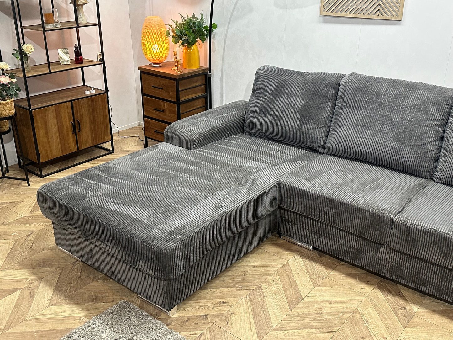 Antraciet Ribstof U Bank ~ Losse Rugkussens Met Afneembare Hoezen