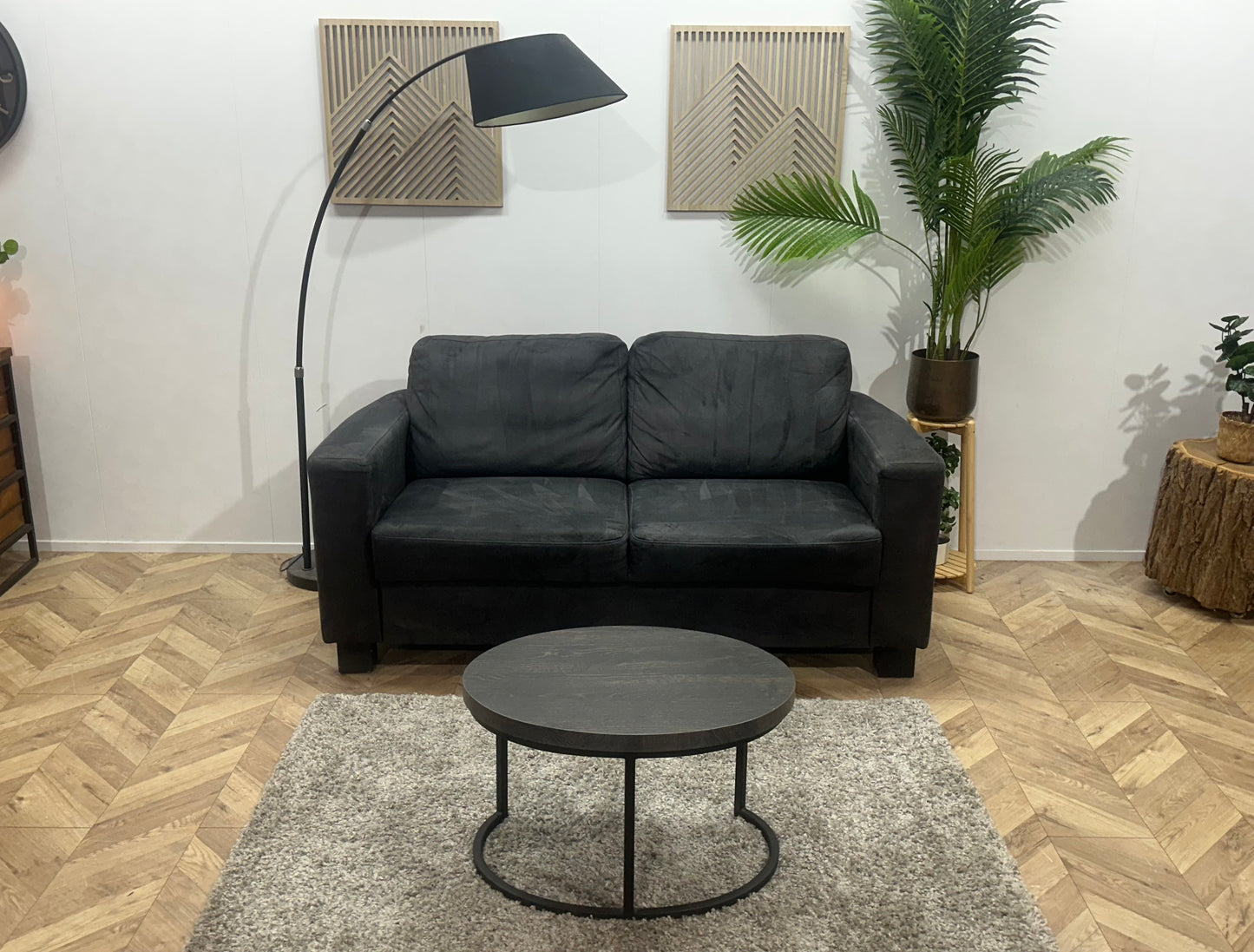 Antraciet Suède Stoffen 2.5-Zits Bank ~ Vaste Kussens