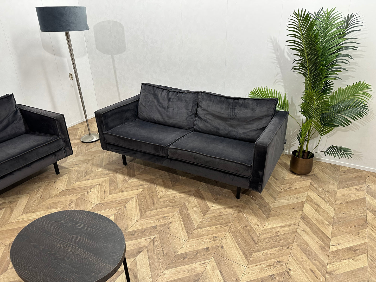 BePure Blauwe Velvet Banken Set ~ Losse Kussens Met Afneembare Hoezen