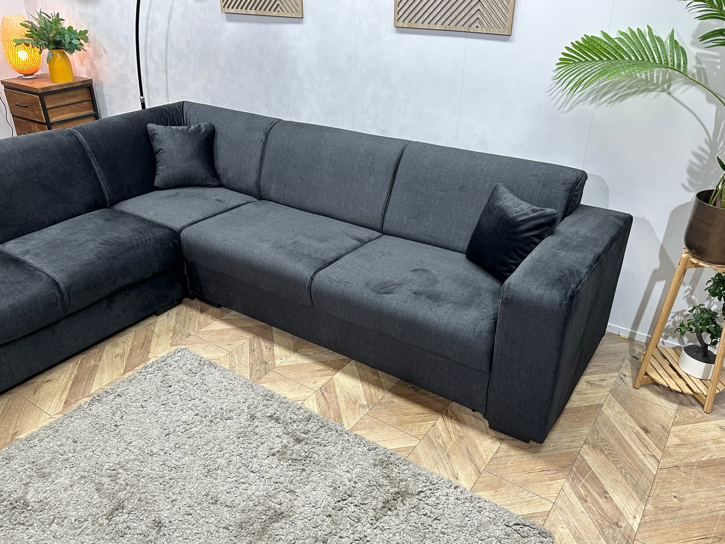 !Showroommodel! Zwarte Velvet Hoekbank