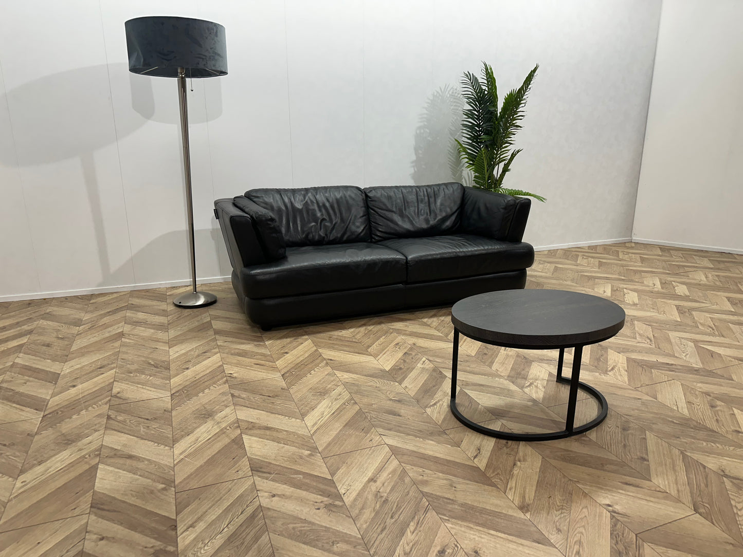 Chateau D’ax Zwart Echt Lederen 2.5-Zits Bank ~ Vaste Kussens