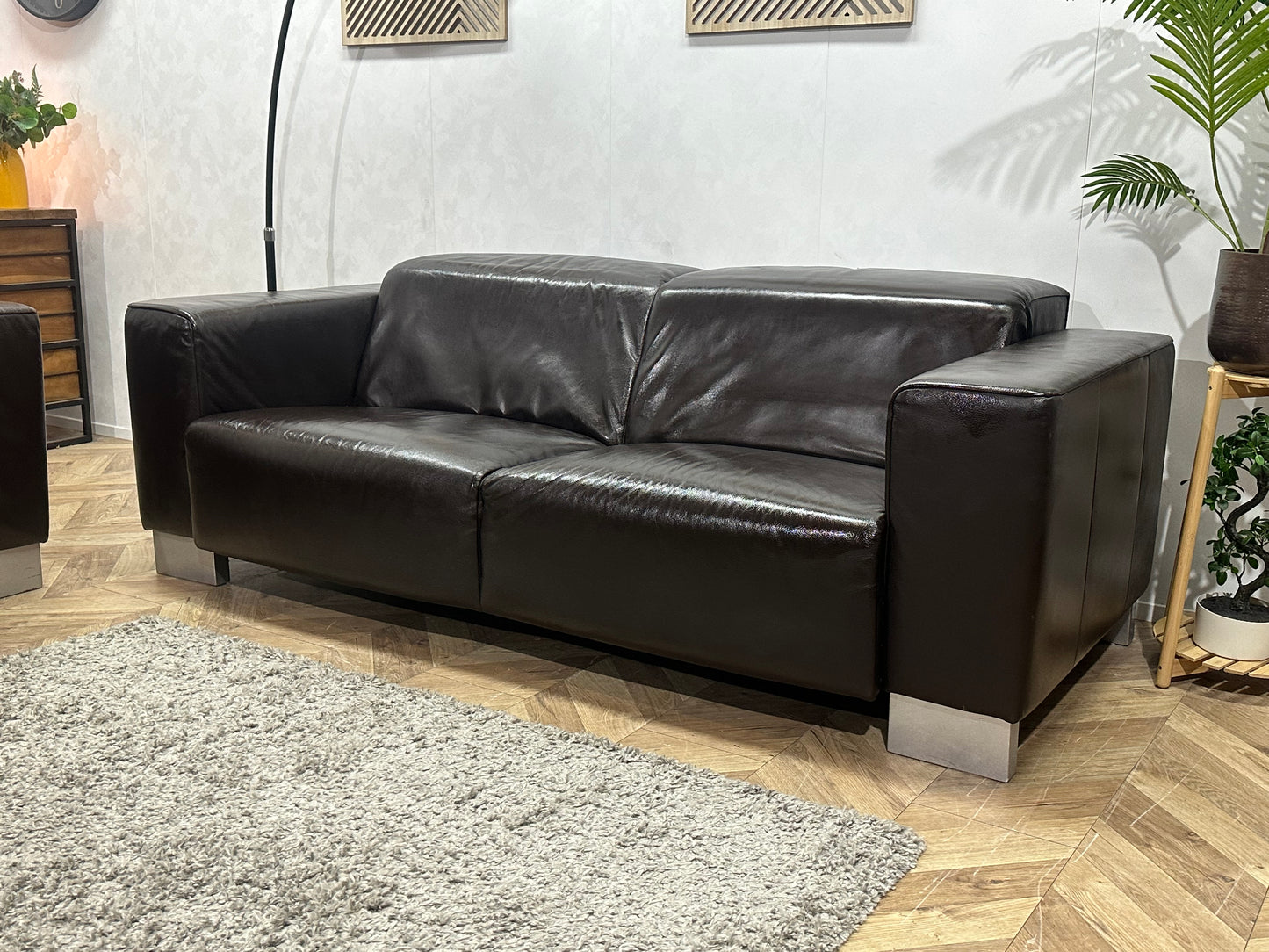 Bruine Echt Lederen 2.5-Zits Bank Inc Fauteuil ~ Geïmpregneerd