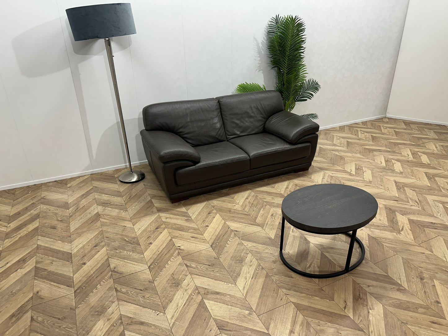 Bruine Echt Lederen 2-Zits Bank ~ Vaste Kussens