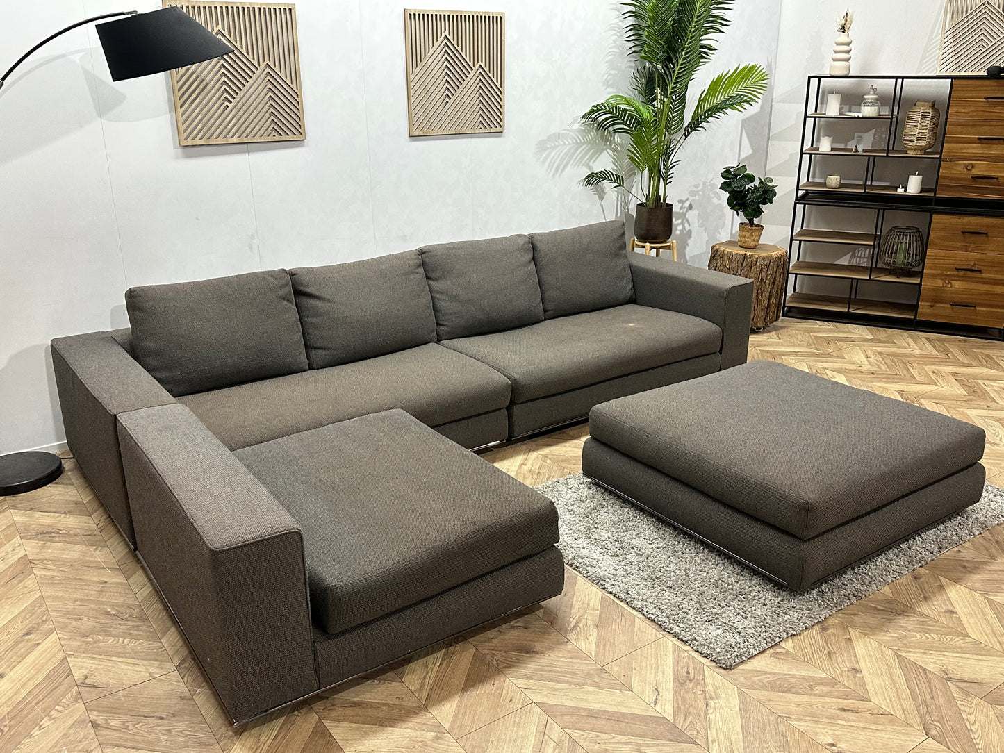 Minotti Bruine Hoekbank Inc Hocker ~ Inruilvoordeel