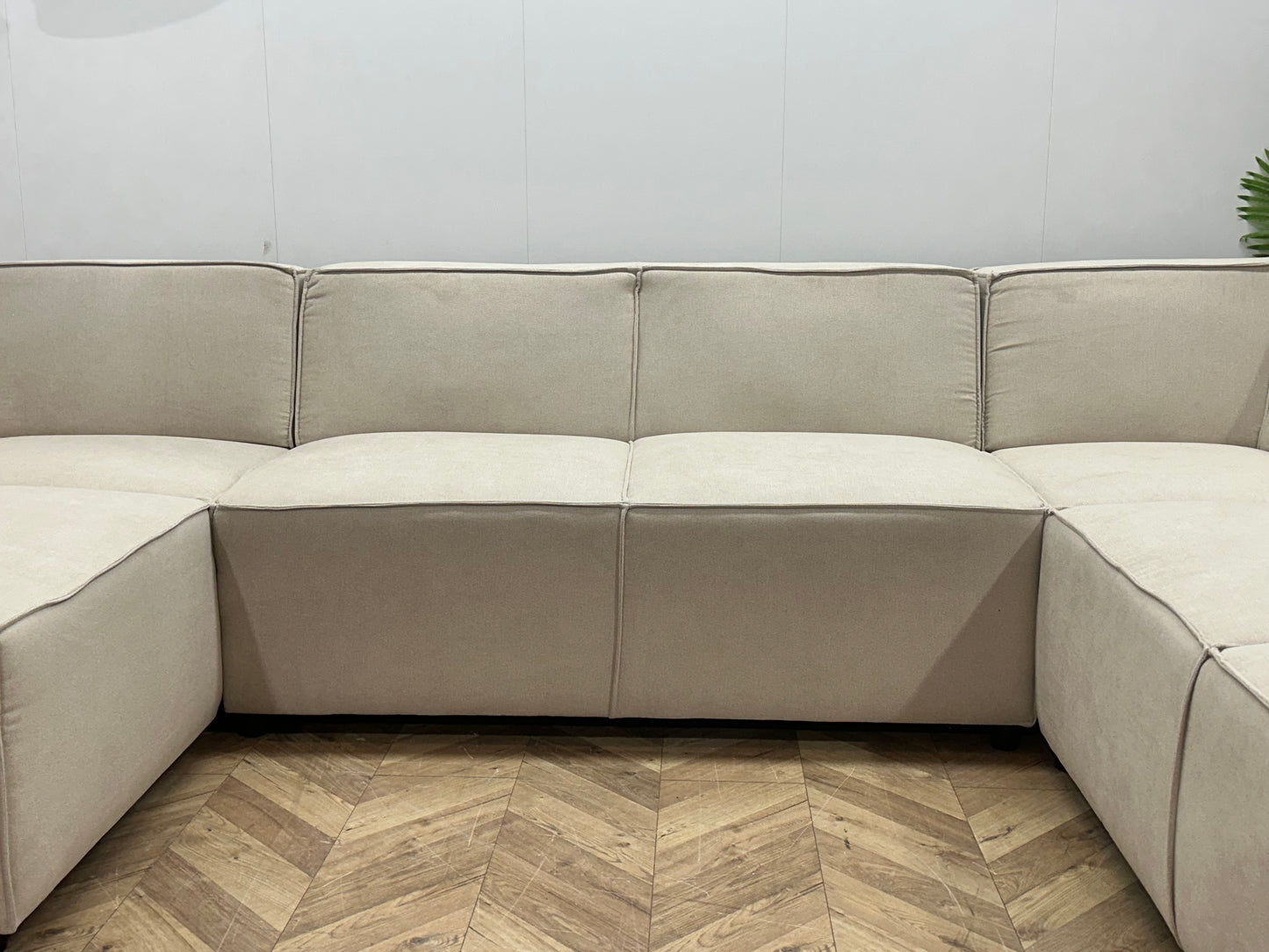 !Showroommodel! Crème Suede Stoffen U Bank