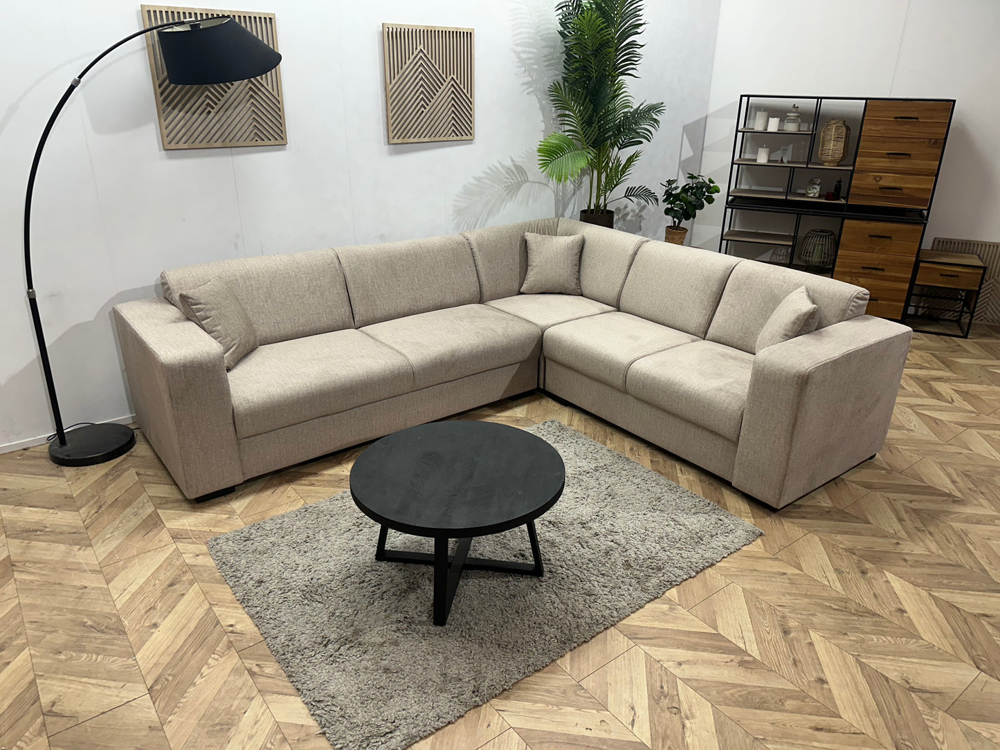 !Showroommodel! Beige Velvet Hoekbank