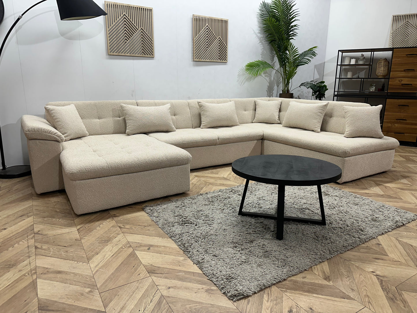 !Showroommodel! Witte Bouclé Stoffen U Bank
