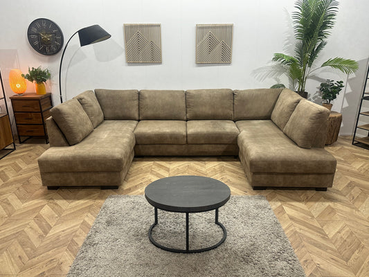 Bruine Suède Stoffen U Bank ~ Losse Rugkussens Met Afneembare Hoezen