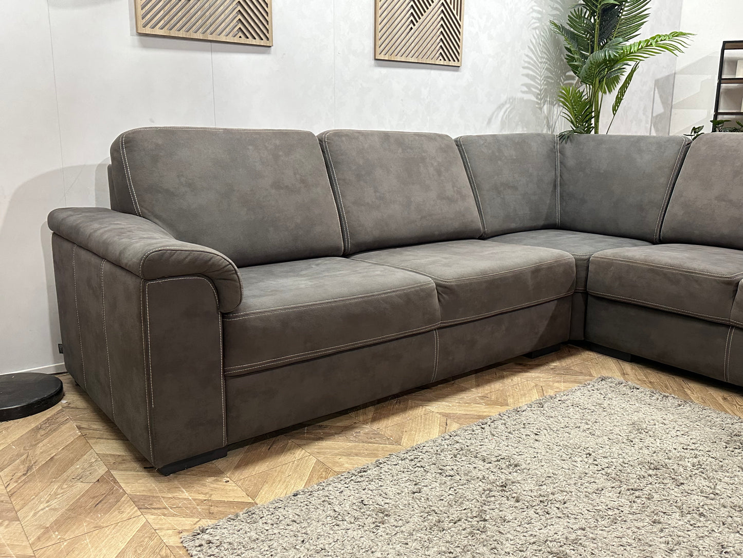 DSense Antraciet Suede Stoffen Hoekbank ~ Vaste Kussens