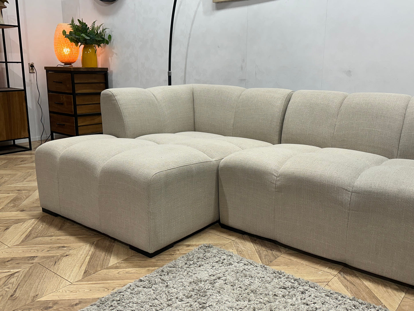 Crème Hoekbank ~ Vaste Kussens